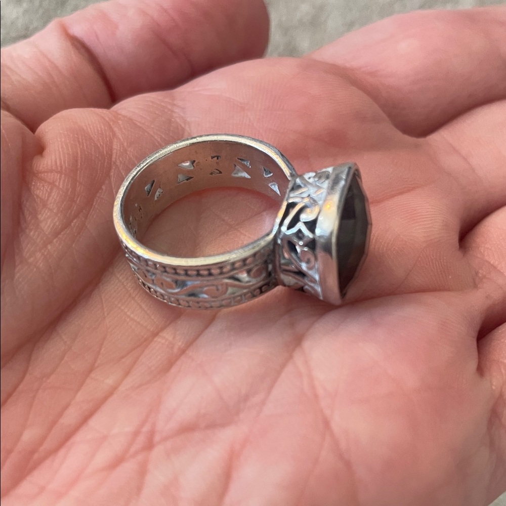 Retired Brighton Sterling Silver Laurtec Smokey Quartz Ring SZ 7 - Picture 6 of 7